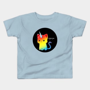 Cute Funny Colorful Angry Cat Kitten Sarcastic Humor Quote animal Lover Artwork Kids T-Shirt